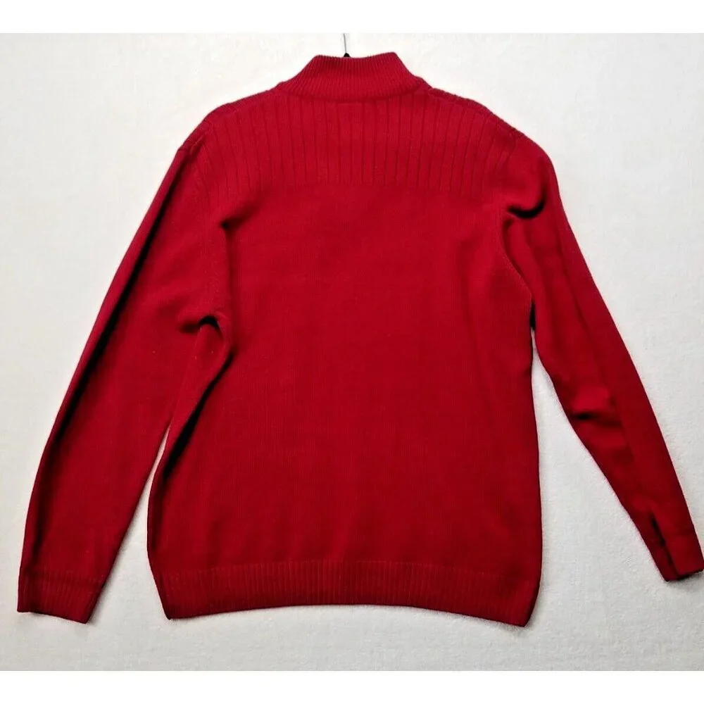 Great Northwest red cable knit sweater men's XL cotton blend 1/4 zip long sleeve